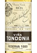 Lopez De Heredia Viña Tondonia Reserva Blanco 1989, Doca Rioja Bottle