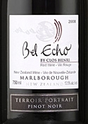 Bel Echo Terroir Portrait Pinot Noir 2008, Marlborough, South Island Bottle