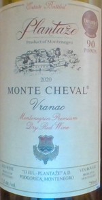 Plantaze Monte Cheval Vranac 2020, Montenegro Bottle