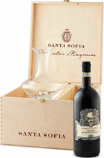 Santa Sofia Amarone Della Valpolicella Classico Magnum And Decanter 2021, Docg, Veneto, Italy, One Bottle And Decanter In Wooden Gift Box (1500ml) Bottle